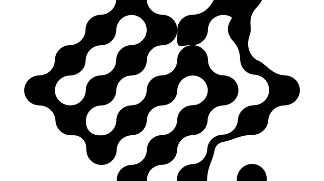Black connected blob organic pattern on white background.