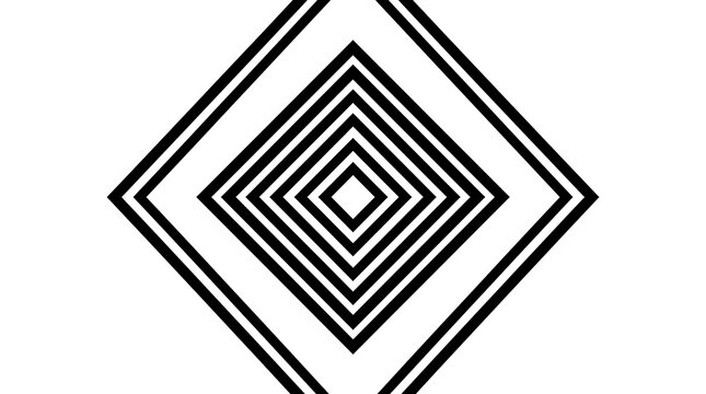 Concentric black diamond geometric pattern on white background.