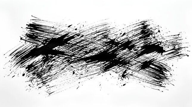 Messy horizontal black ink scratches on white.