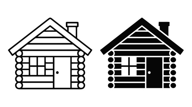 Vector illustration of log cabin house icon set on a transparent background