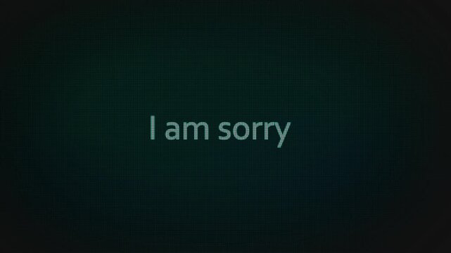 I am sorry word text typing animation on a computer screen in After Effects. Motion graphics highlight apology, regret, and modern digital communication concepts.