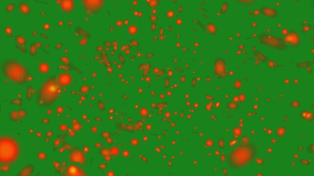 Fire Particles on Green Screen, Glowing Ember Particle Animation, Floating Orange Fire Sparks, Fiery Particle Overlay, Burning Ember Effect, Green Screen Fire Effect, Dynamic Flame Particles