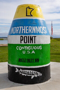 Northernmost Point of Contiguous USA Buoy Landmark at Angle Inlet, Minnesota