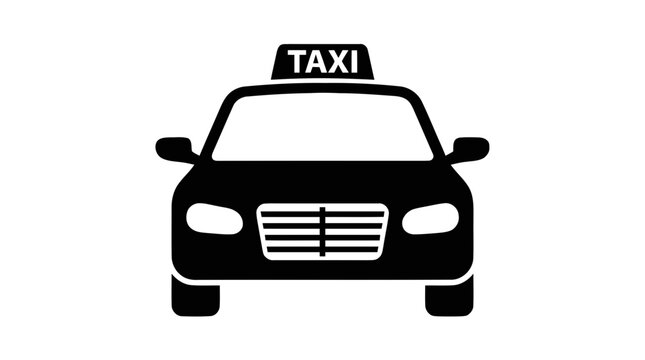 Vector illustration of taxi car front view icon on a transparent background