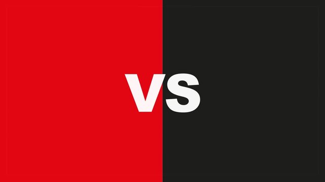 VS Versus Screen Animation for Battle or Competition with Split Red and Black Background Colors