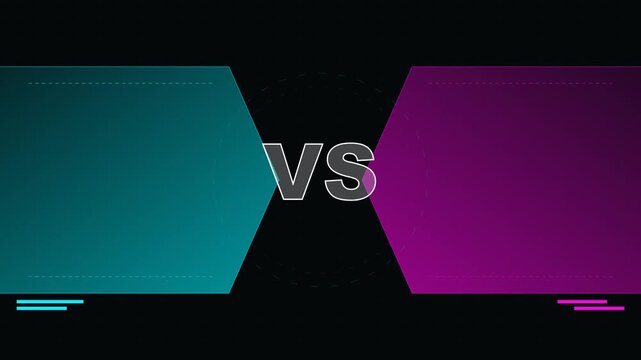 Futuristic Versus Battle Screen Motion Graphic with Cyan and Purple Competition Panels on Black