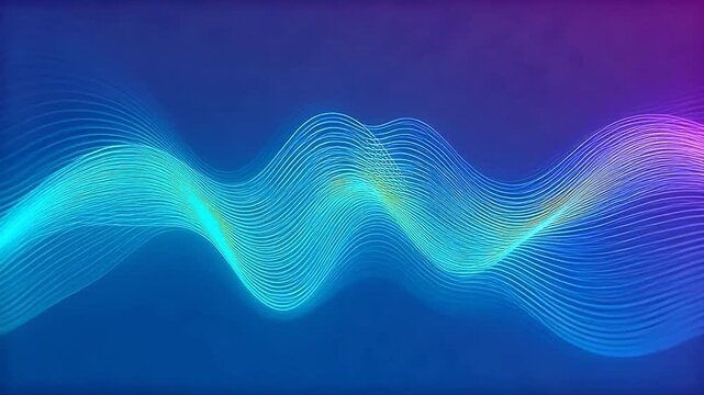 Abstract flowing wave lines with blue pink and purple gradient on dark background