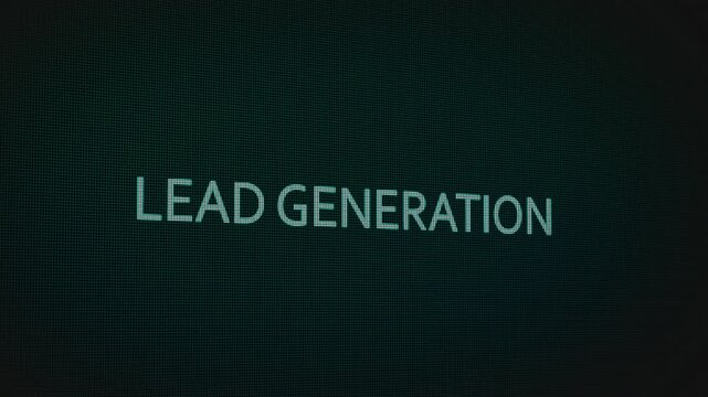 Lead Generation word text typing animation on a computer screen in After Effects. Motion graphics highlight marketing, sales funnels, and modern digital business concepts.