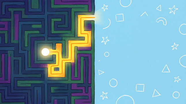 Maze to Idea Path Concept Illustration