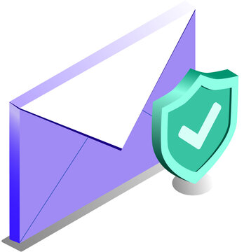 Isometric Cybersecurity and Data Protection Illustration. Isometric Digital Security and Online Protection Illustration. Isometric Email Security and Digital Communication Protection   