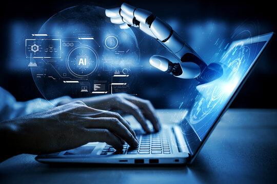 AI system interacting with artificial intelligence interface, processing data, executing algorithms, and enhancing automation with advanced artificial intelligence functions. Vouch