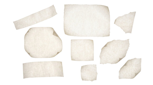 Semi translucent vellum tracing paper sheets and parchment scraps arrangement