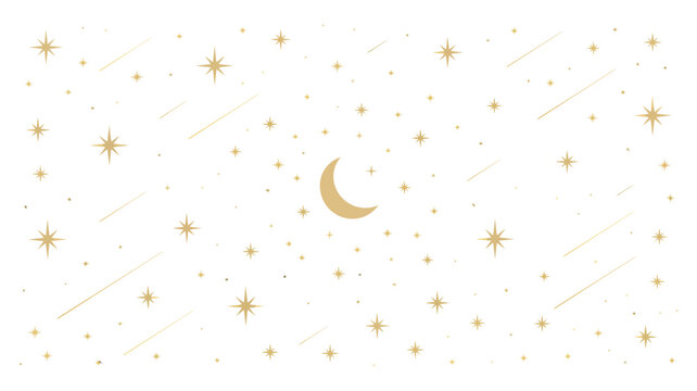 night sky galaxy with thousands of stars and moon vector background, celestial space illustration for astronomy fantasy wallpaper and decorative design