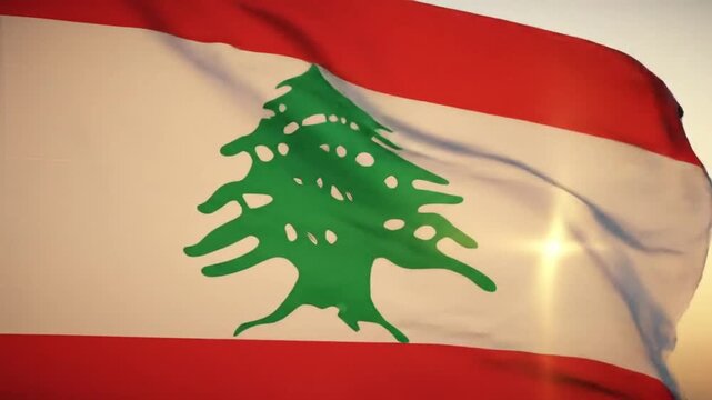 National flag of lebanon waving in the breeze
