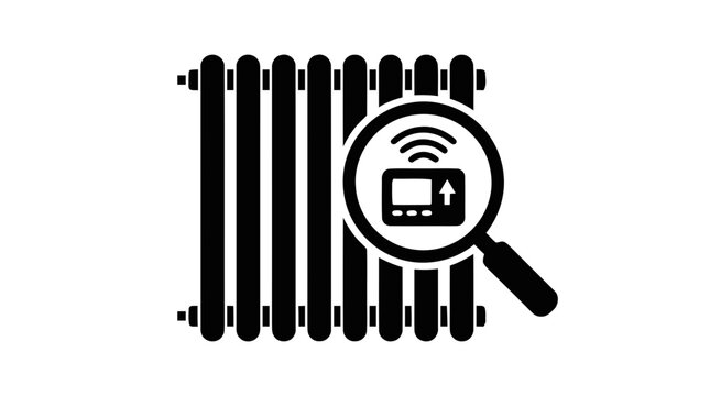 Vector illustration of radiator with smart thermostat icon on a transparent background