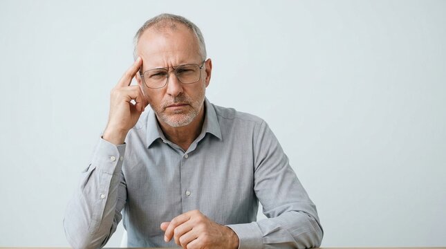 Executive thinking with skeptica, business strategy, planning, leadership and professional success concept.