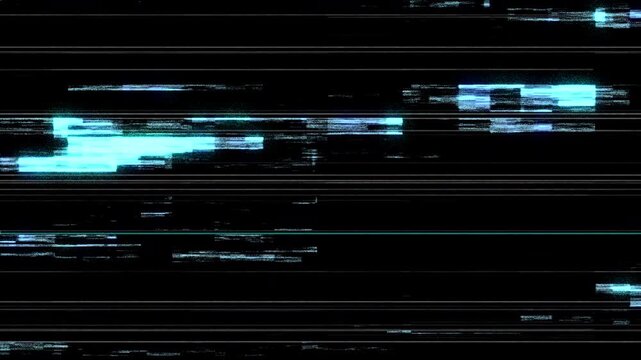 Heavy Horizontal Data Corruption Bands, Cyan and Yellow Digital Mosh Video Overlay