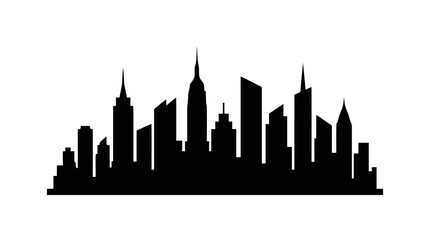 Obraz premium Vector illustration of black silhouette of a modern city skyline on a transparent background