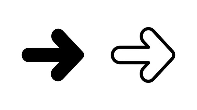 Forward pointing arrow direction icon set with direction