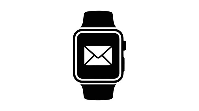 Vector illustration of smartwatch with email notification icon on a transparent background