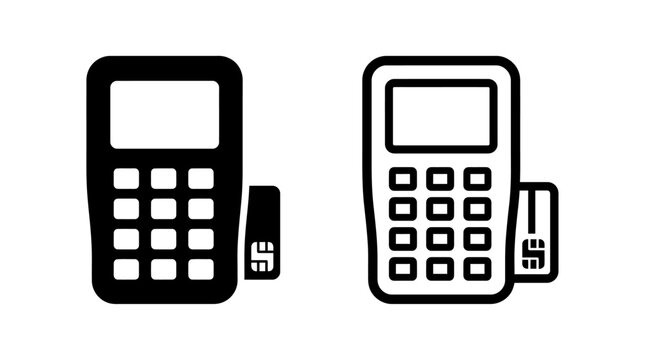 Set of payment terminal icons with credit card insertion design