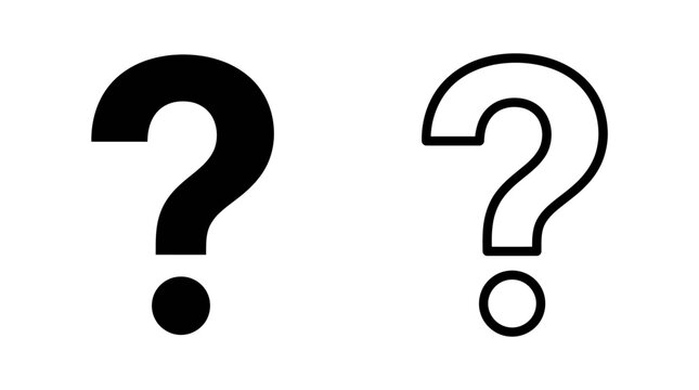 Set of black and white question mark icons with question