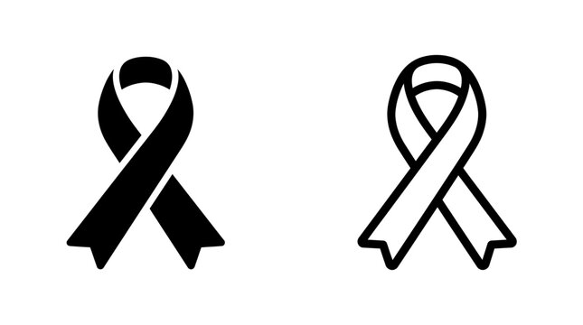 Awareness ribbon icons in solid and linear design styles with awareness