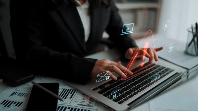 Cybersecurity threat alert protects data. Cyber security threat alert prevents access, alert warns breach, defends system, and cyber security threat alert identifies risk. Marrow