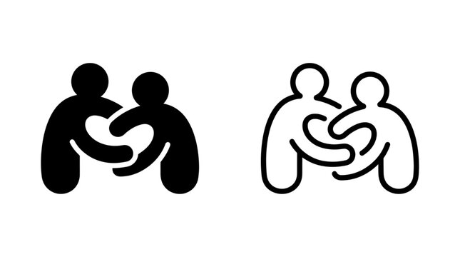 Two abstract human figures forming a heart shape icon set with community