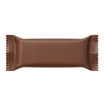 Blank brown chocolate bar wrapper isolated on white background for product design mockup