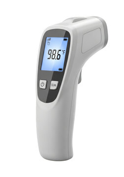 Modern digital infrared thermometer for measuring body temperature isolated on transparent background