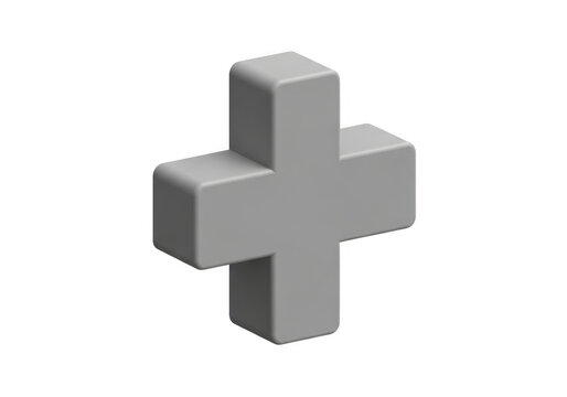 3d grey plus sign symbol isolated icon isolated on transparent background