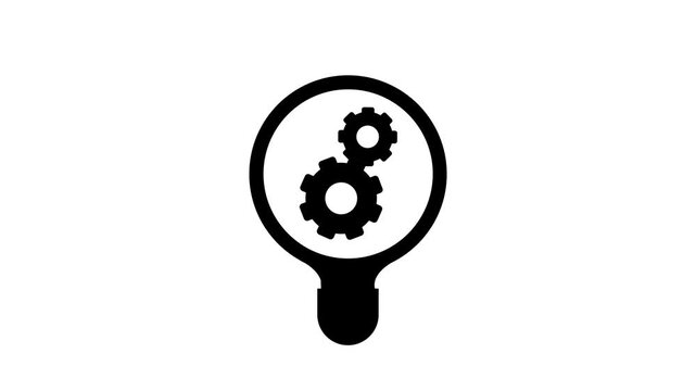 Light Bulb with Rotating Gears Inside Animation Icon Loop for Idea and Business Concept