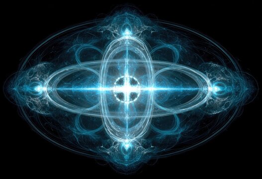 Abstract, teal, symmetrical, energy, pattern