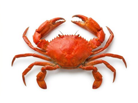 Raised Claws Red Crab on White Background