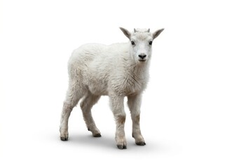 Obraz premium Young Mountain Goat Kid on White Background
