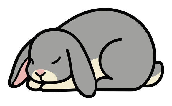 Cute sleeping lop eared rabbit isolated on white bac.... Generative AI