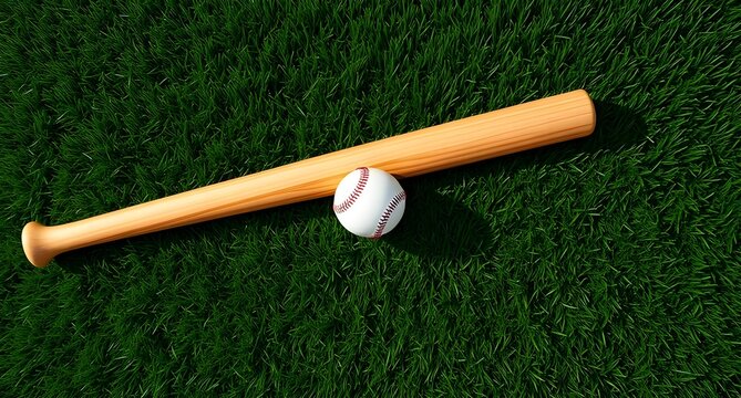 baseball bat and ball on green grass