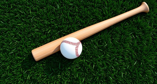 baseball bat and ball on green grass