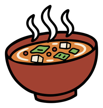 Steaming Hot Miso Soup Dynamic Low Angle Vector. Generative AI