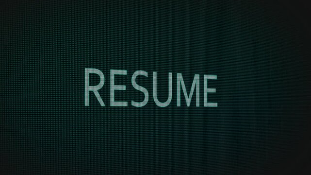 Resume word text typing animation on a computer screen in After Effects. Motion graphics highlight CVs, job applications, and modern professional career concepts.