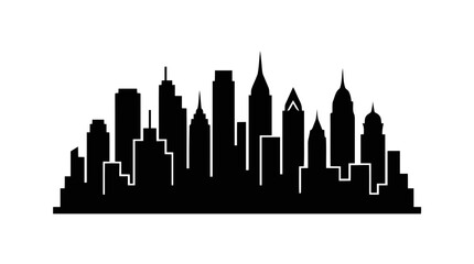 Obraz premium Vector illustration of black silhouette of city skyline on a transparent background