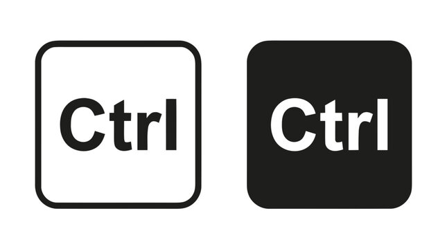 Vector illustration of ctrl key icon set, computer keyboard control button vector illustration on a transparent background
