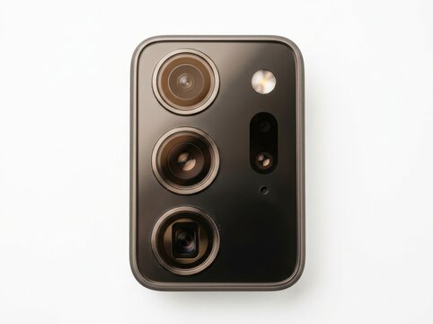 Macro of a smartphone rear camera module showing multiple lenses