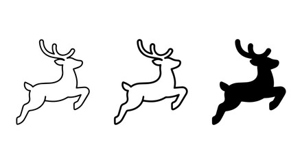 Fototapeta premium Reindeer Icon Set, Festive Animal Silhouettes, Christmas Vector Graphics, Winter Holiday Icons