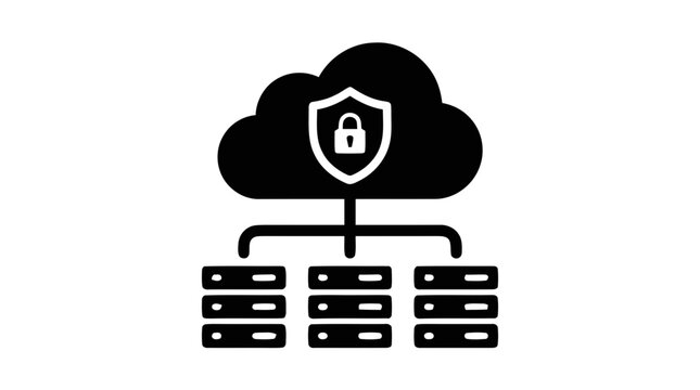 Vector illustration of cloud security server icon on a transparent background