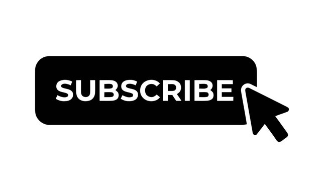 Vector illustration of subscribe button icon with cursor on a transparent background