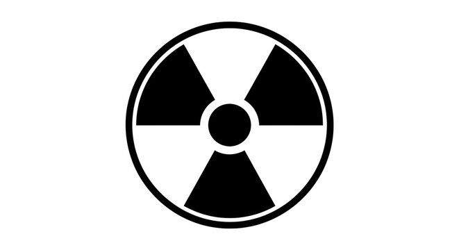 Radioactive hazard symbol solid icon vector illustration. Circular nuclear danger warning sign. Black trefoil silhouette shape on white background. Safety sign for industrial facilities