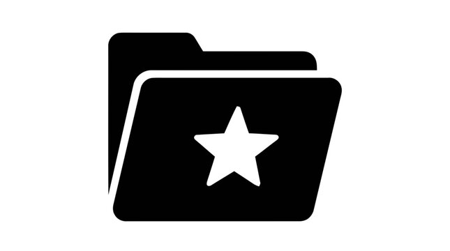 Vector illustration of folder icon with star symbol, favorite directory on a transparent background