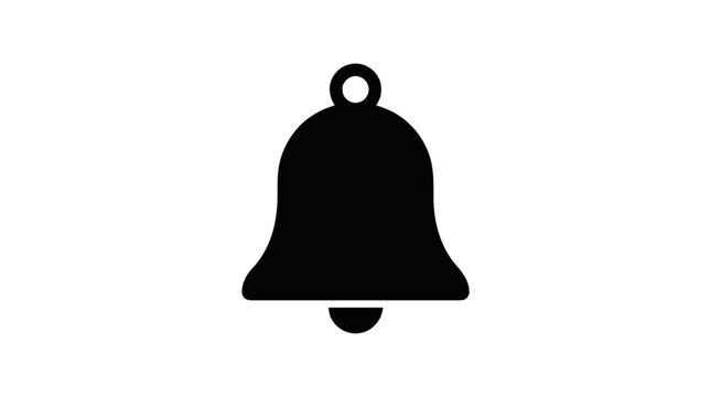 Vector illustration of black bell silhouette icon on a transparent background